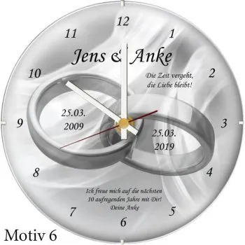Geschenkidee Wanduhr zum 10. Hochzeitsjubiläum