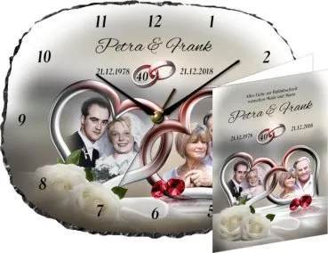 Fotouhr oval zum 40. Hochzeitstag
