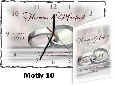 40. Hochzeitstag originelles Geschenk: Schieferuhr oder Schieferbild - Motiv