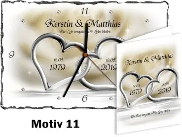 40. Hochzeitstag originelles Geschenk: Schieferuhr oder Schieferbild - Motiv