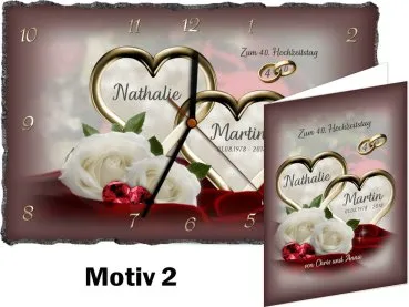 40. Hochzeitstag originelles Geschenk: Schieferuhr oder Schieferbild - Motiv