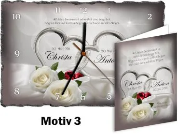 40. Hochzeitstag originelles Geschenk: Schieferuhr oder Schieferbild - Motiv