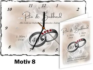 40. Hochzeitstag originelles Geschenk: Schieferuhr oder Schieferbild - Motiv