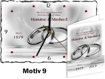 40. Hochzeitstag originelles Geschenk: Schieferuhr oder Schieferbild - Motiv