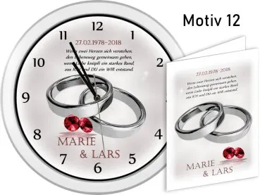 40. Hochzeitstag - Geschenk Weiße Wanduhr mit Motiv und Namen