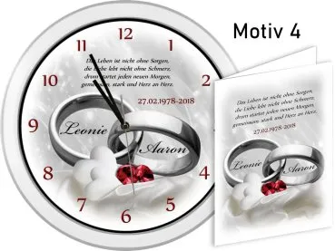 40. Hochzeitstag - Geschenk Weiße Wanduhr mit Motiv und Namen