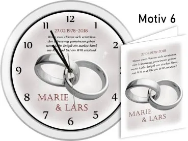 40. Hochzeitstag - Geschenk Weiße Wanduhr mit Motiv und Namen