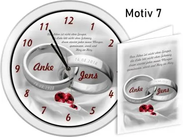 40. Hochzeitstag - Geschenk Weiße Wanduhr mit Motiv und Namen