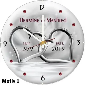 Geschenkidee zum 40. Hochzeitstag - Wanduhr mit Kuppelglas Motiv