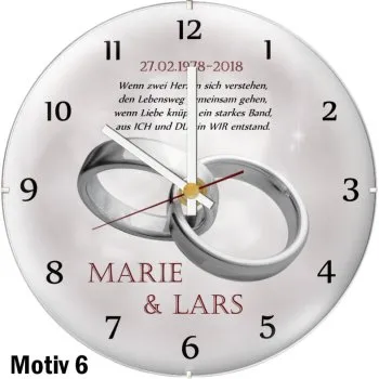 Geschenkidee zum 40. Hochzeitstag - Wanduhr mit Kuppelglas Motiv