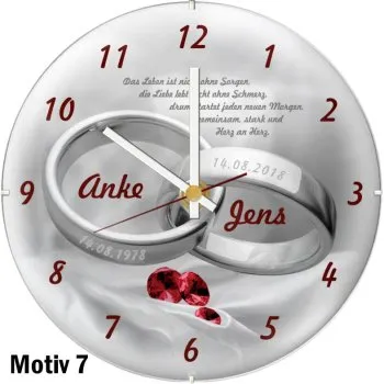 Geschenkidee zum 40. Hochzeitstag - Wanduhr mit Kuppelglas Motiv