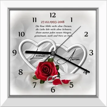 Außergewöhnliche Geschenkideen zur Silberhochzeit - Uhr/Bild - weiß