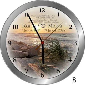 beliebte Hochzeitsuhr zum 25.Hochzeitstag - 25cm - Metallrahmen