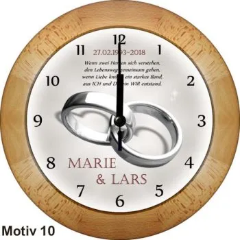 Stilvolle Wanduhr aus Buchenholz - Geschenke zur Silberhochzeit - 30cm