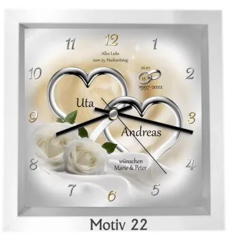 Außergewöhnliche Geschenkideen zur Silberhochzeit - Uhr/Bild - weiß