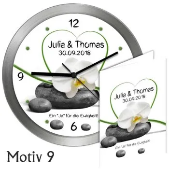 beliebte Hochzeitsuhr zum 25.Hochzeitstag - 25cm - Metallrahmen