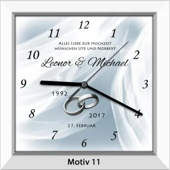 Außergewöhnliche Geschenkideen zur Silberhochzeit - Uhr/Bild - weiß