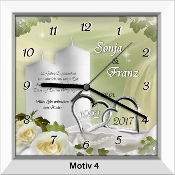 Außergewöhnliche Geschenkideen zur Silberhochzeit - Uhr/Bild - weiß
