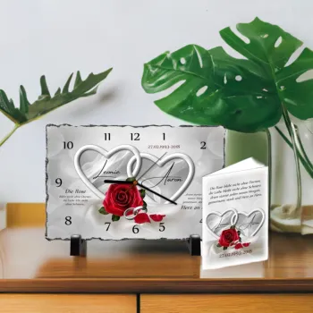 Silberhochzeit Schieferuhr rechteckig Mo12