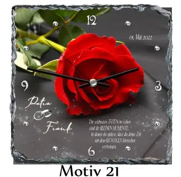 Silberhochzeitsuhr als Geschenk zum 25.Hochzeitstag - Schieferuhr