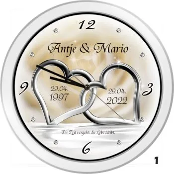 Weiße Uhr als Geschenk zur Silberhochzeit - 30cm