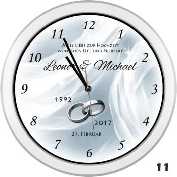 Weiße Uhr als Geschenk zur Silberhochzeit - 30cm