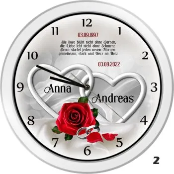 Weiße Uhr als Geschenk zur Silberhochzeit - 30cm
