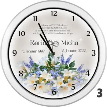 Weiße Uhr als Geschenk zur Silberhochzeit - 30cm