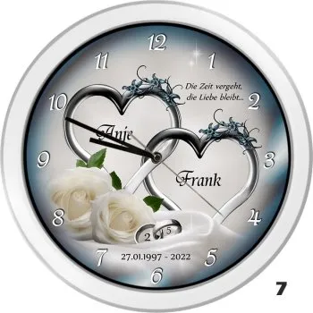 Weiße Uhr als Geschenk zur Silberhochzeit - 30cm