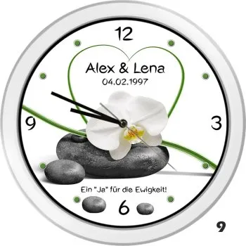 Weiße Uhr als Geschenk zur Silberhochzeit - 30cm