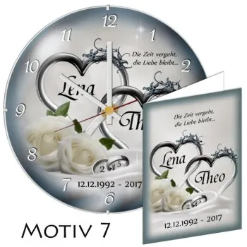 Personalisiertes Geschenk zur Silberhochzeit - Uhr mit Kuppelglasabdeckung