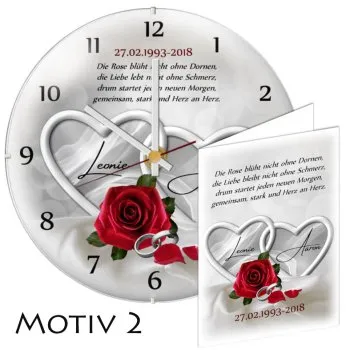 Personalisiertes Geschenk zur Silberhochzeit - Uhr mit Kuppelglasabdeckung