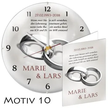 Personalisiertes Geschenk zur Silberhochzeit - Uhr mit Kuppelglasabdeckung