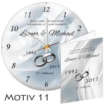 Personalisiertes Geschenk zur Silberhochzeit - Uhr mit Kuppelglasabdeckung