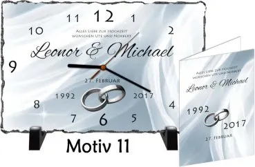 Originelle Geschenkidee zur Silberhochzeit - Schiefertafel als Uhr oder Bild