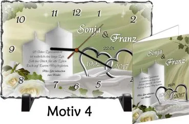 Originelle Geschenkidee zur Silberhochzeit - Schiefertafel als Uhr oder Bild