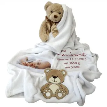 Geschenk zur Geburt Babydecke mit Foto