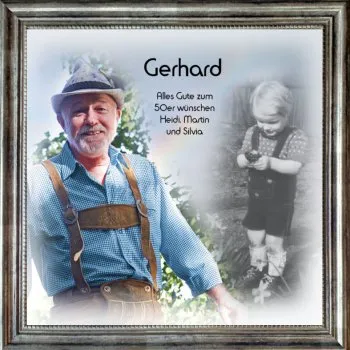 Fotocollage gerahmt im Holzrahmen antik-gold