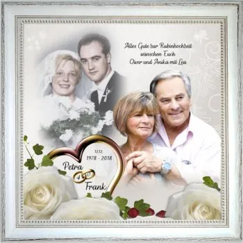 zur Rubinhochzeit-Bilderrahmen mit Ihren Fotos und Wunschtexten