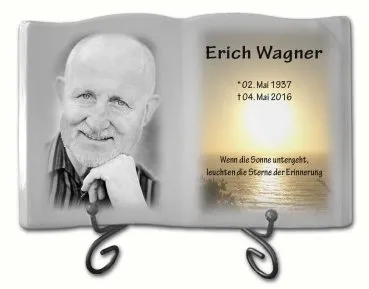 Porzellanbuch mit Foto für Grab