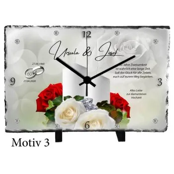 Geschenk zum 60. Hochzeitstag Schieferuhr mit Namen