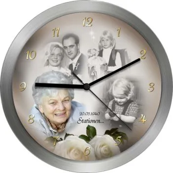 Fotouhr mit Metallrahmen - 25cm - Einzelanfertigung mit Ihren Fotos