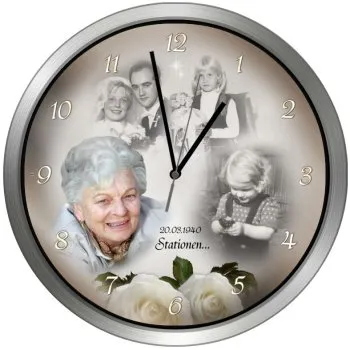 Moderne Fotouhr Metall Funk lautlos 30 cm