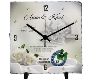 Geschenk Eiserne Hochzeit Schieferuhr