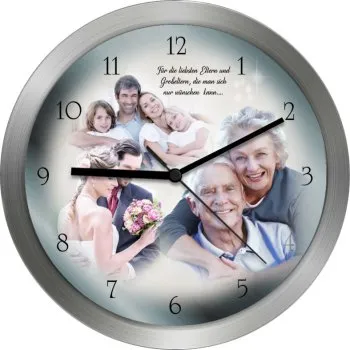 Fotouhr mit Metallrahmen - 25cm - Einzelanfertigung mit Ihren Fotos