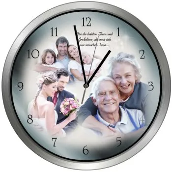 Moderne Fotouhr Metall Funk lautlos 30 cm