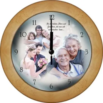 Zeitlos schöne Fotouhr aus Buchenholz