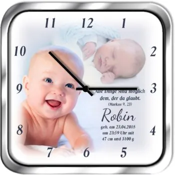Wanduhr mit Foto für Junge