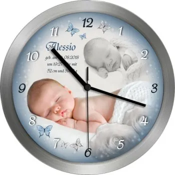 Geburtsuhr mit Foto für Jungs