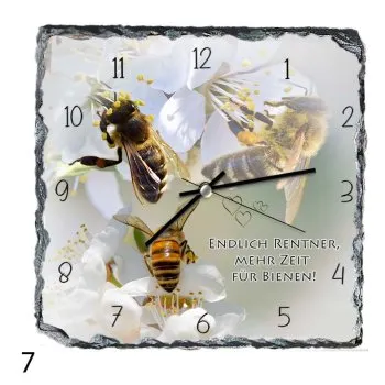 Besonderes Geschenk für Imker die beste Freundin – personalisierte Schieferuhr mit Motiv Bienen